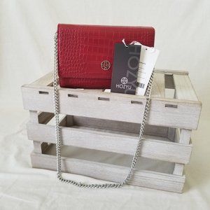 NWT! Cute Red Shoulder Crossbody Purse w/Magnetic Snap Closure & Chain Strap